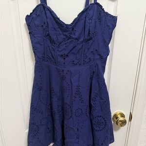 Iris Deep Blue Eyelet Dress
